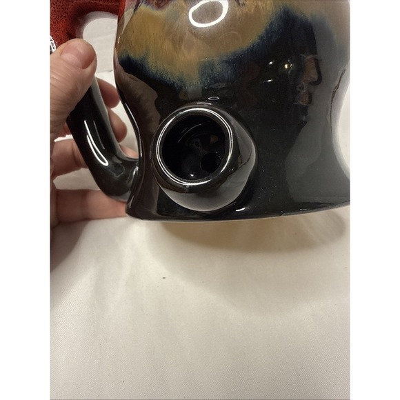 ALWAYS AZUL POTTERY Large Coffee Mug Azulscape Glaze Pipe Smoking Bowl Wake Bake - Picture 2 of 8